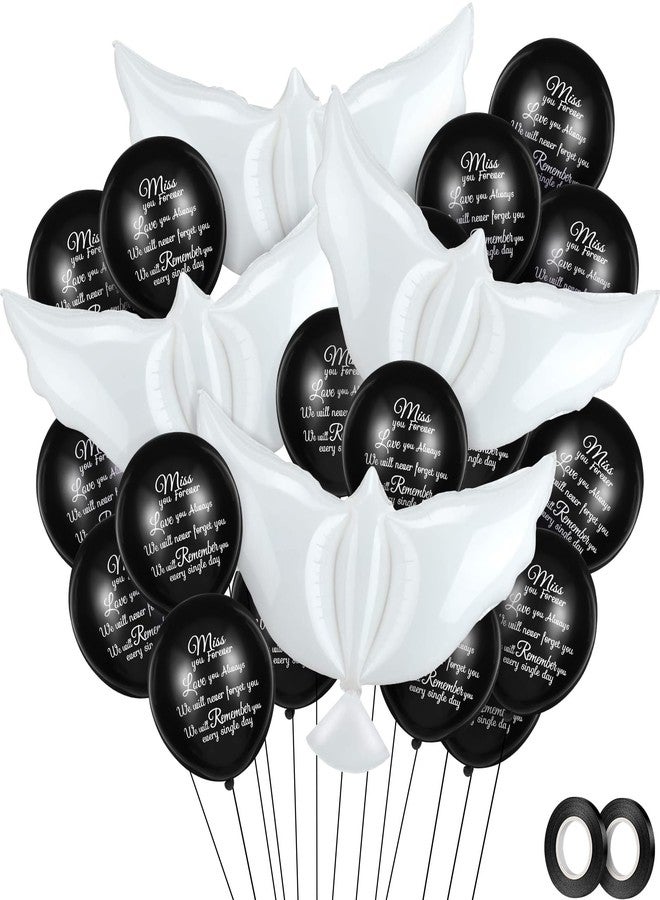 Skylety 36 Pieces Memorial Balloons with 4 Peace Dove Balloons to release Remembrance Helium Supplies in sky for Funerals, Anniversaries, and Memorial Services(Black) - Image 1