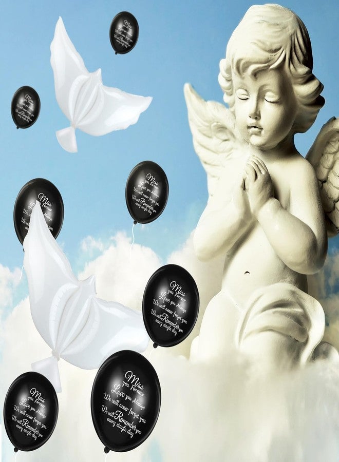 Skylety 36 Pieces Memorial Balloons with 4 Peace Dove Balloons to release Remembrance Helium Supplies in sky for Funerals, Anniversaries, and Memorial Services(Black) - Image 5