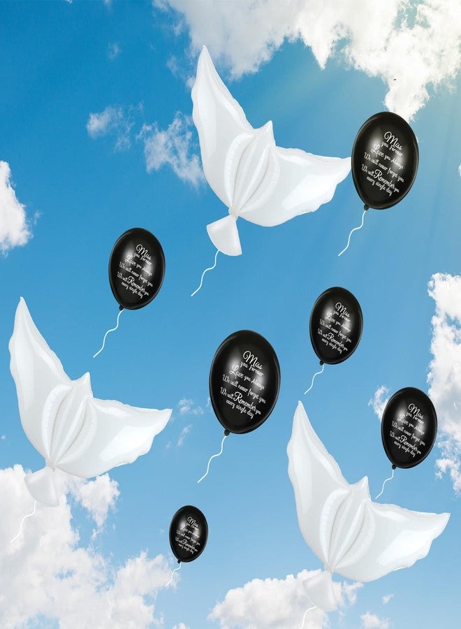 Skylety 36 Pieces Memorial Balloons with 4 Peace Dove Balloons to release Remembrance Helium Supplies in sky for Funerals, Anniversaries, and Memorial Services(Black) - Image 4