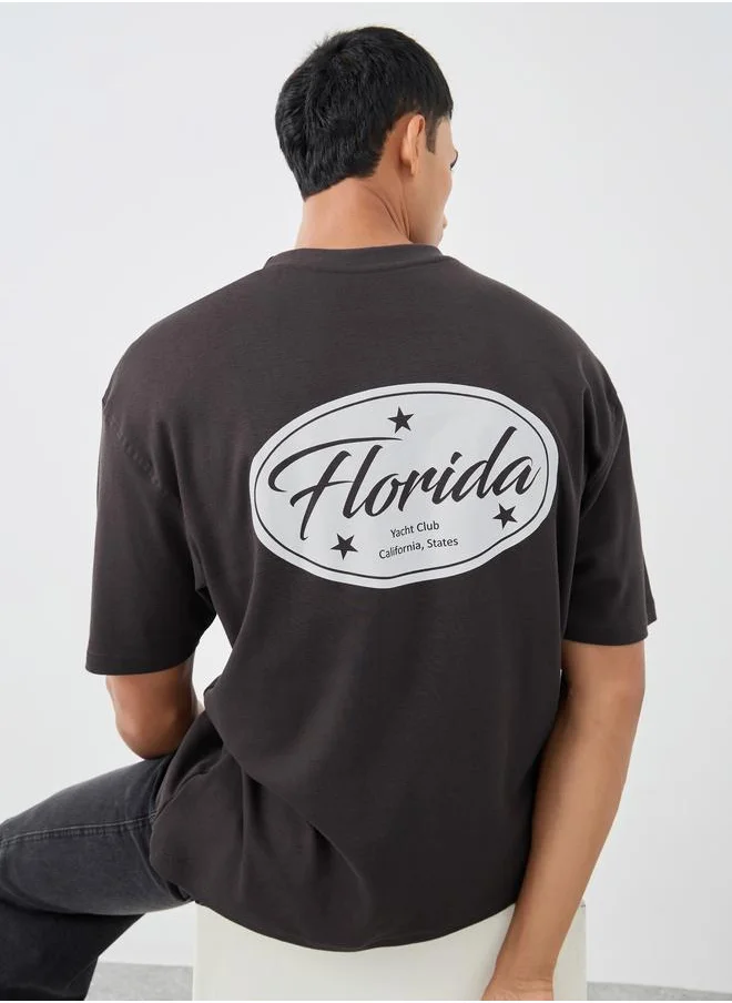 ستايلي Styli Graphic Print Round Neck Oversized T-Shirt