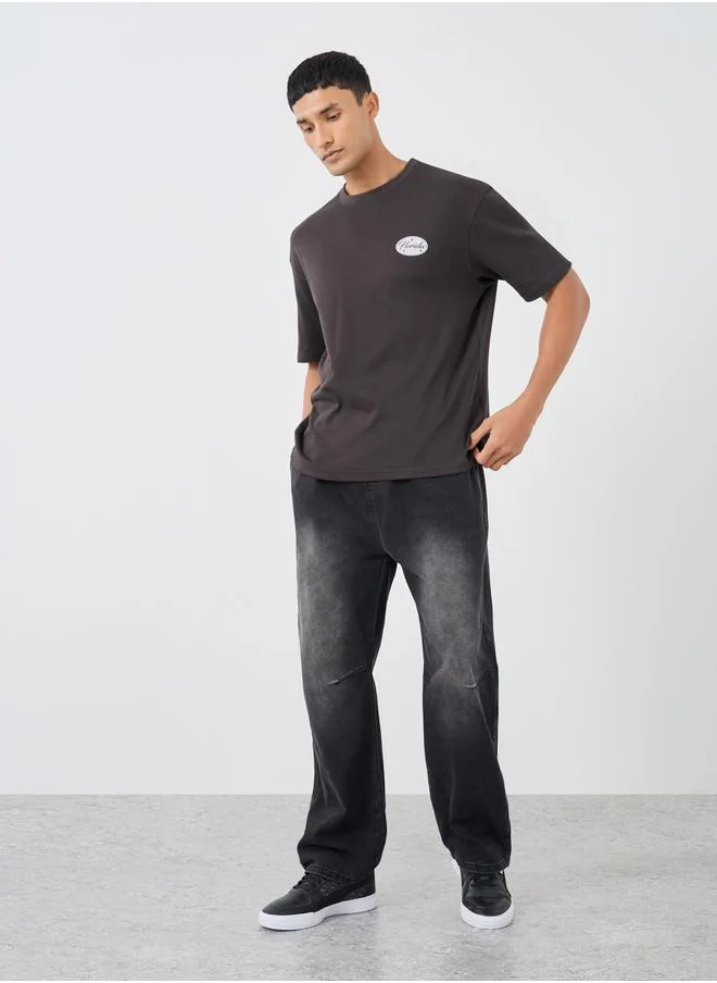 ستايلي Styli Graphic Print Round Neck Oversized T-Shirt