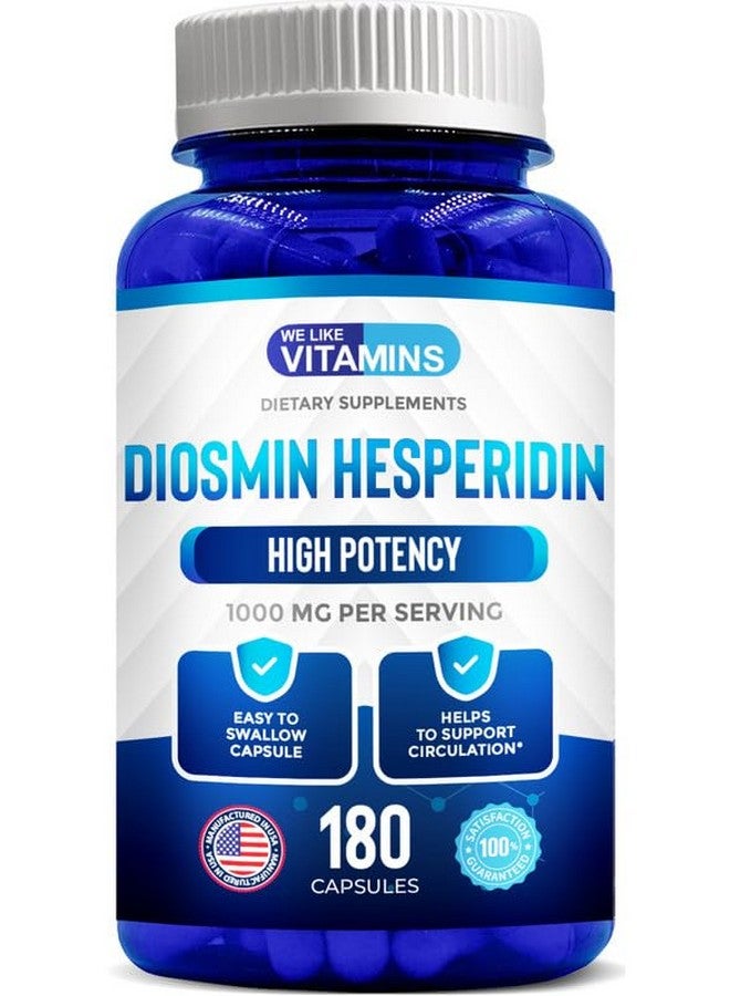 We Like Vitamins Diosmin Hesperidin 1000mg - 180 Capsules - 90 Day Supply - Diosmin and Hesperidin Supplement - Helps to Support Healthy Circulation, Veins, Capillaries, and Lymphatic Drainage - Image 1