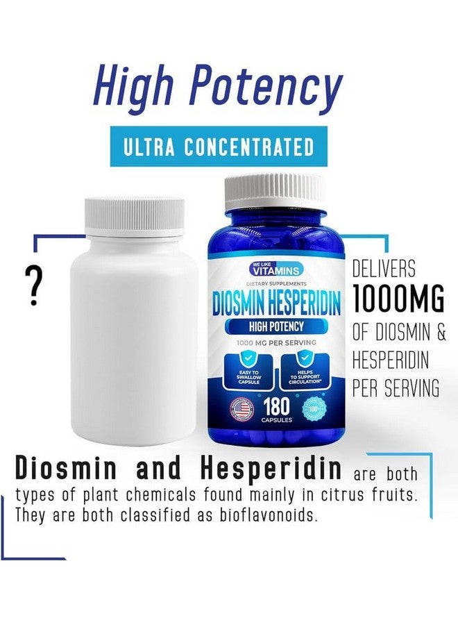 We Like Vitamins Diosmin Hesperidin 1000mg - 180 Capsules - 90 Day Supply - Diosmin and Hesperidin Supplement - Helps to Support Healthy Circulation, Veins, Capillaries, and Lymphatic Drainage - Image 5