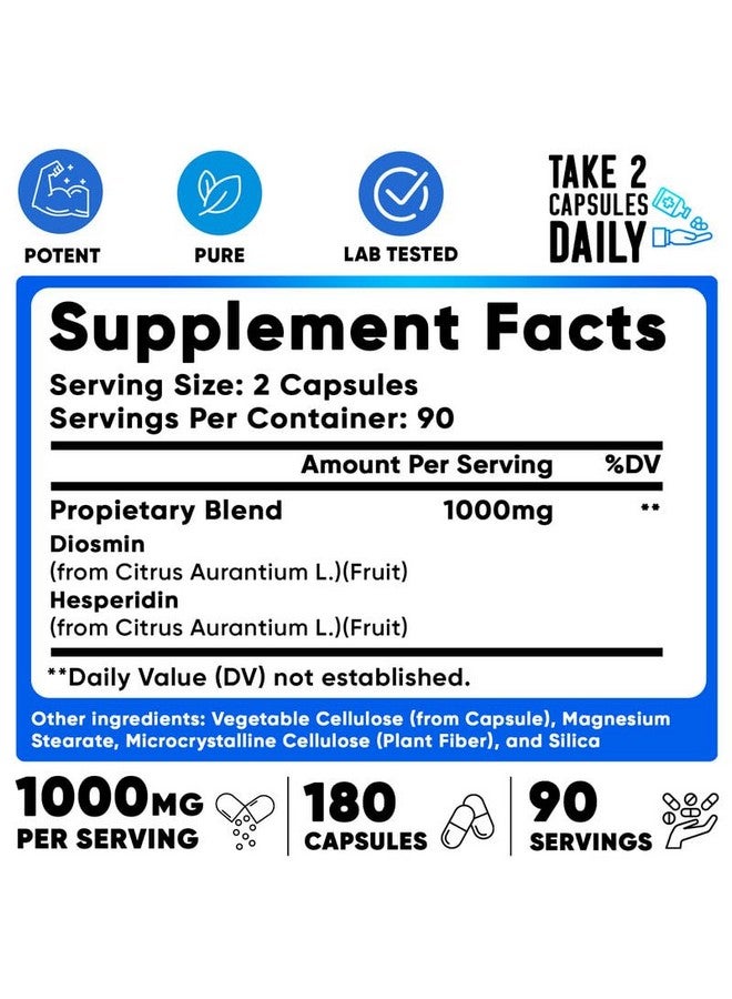 We Like Vitamins Diosmin Hesperidin 1000mg - 180 Capsules - 90 Day Supply - Diosmin and Hesperidin Supplement - Helps to Support Healthy Circulation, Veins, Capillaries, and Lymphatic Drainage - Image 2