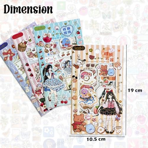 FunBlast PVC Kawaii Stickers Set 16 Sheet (100+ Pcs) DIY 3D Self Adhesive Stickers for Paper Journaling Scrapbooking Cute Stickers Set (Bobobear-4X4=16Sheet) 19 x 10 cm - Image 2