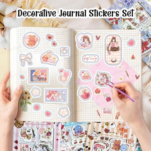 FunBlast PVC Kawaii Stickers Set 16 Sheet (100+ Pcs) DIY 3D Self Adhesive Stickers for Paper Journaling Scrapbooking Cute Stickers Set (Bobobear-4X4=16Sheet) 19 x 10 cm - Image 5