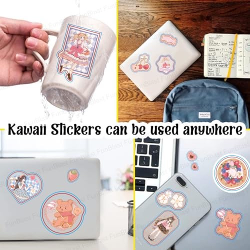 FunBlast PVC Kawaii Stickers Set 16 Sheet (100+ Pcs) DIY 3D Self Adhesive Stickers for Paper Journaling Scrapbooking Cute Stickers Set (Bobobear-4X4=16Sheet) 19 x 10 cm - Image 3