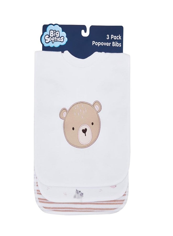Big Softies مرايل بيج سوفتيز بوبوفر - دب | طباعة وتطريز | ياقة مضلعة ناعمة قابلة للتمدد | قطن مخلوط | فائقة النعومة وعالية الامتصاص | للترطيب، التسنين، والرضاعة | للجنسين من 6 إلى 36 شهرًا | عبوة من 3 قطع - Image 3