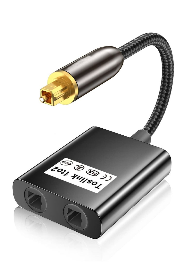 KASTWAVE موزع كابلات بصرية، موزع 1 في 2 مخرج Toslink موزع كابلات بصرية رقمية للصوت من مكبر الصوت إلى التلفزيون، أسود، قطعة واحدة - Image 1