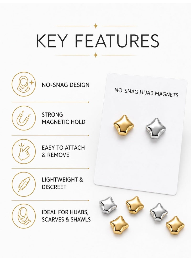 2-Piece Multi-Purpose Magnetic Hijab Pins for Women - No-Snag Scarf Clasp, Safety Brooch for Shawls and Clothing - Strong Magnet Buttons - Image 5