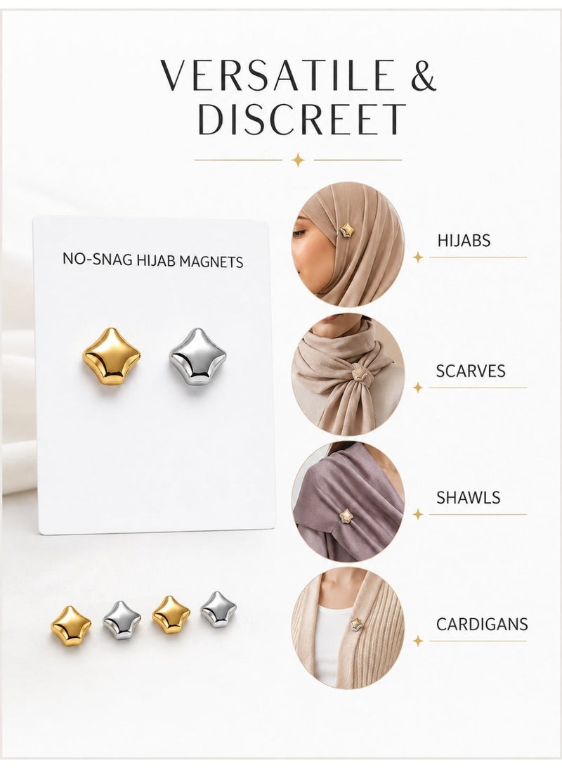 2-Piece Multi-Purpose Magnetic Hijab Pins for Women - No-Snag Scarf Clasp, Safety Brooch for Shawls and Clothing - Strong Magnet Buttons - Image 3