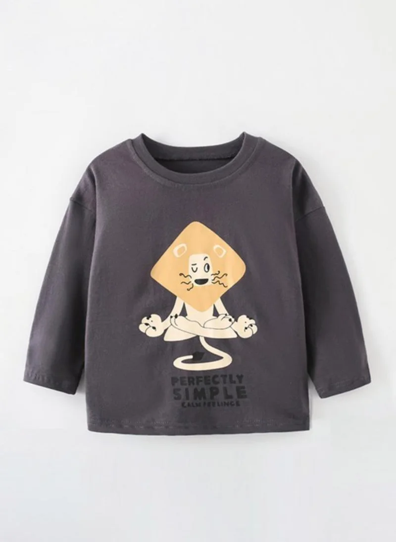 YUNIQEE Black Graphic Printed Round Neck Cotton T-shirt