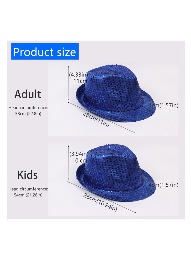 6 Pieces Western Sequin Hat Glitter Solid Color Dance Hat Retro Disco Unisex Costume Cap for Latin Jazz Mardi Gras Cosplay Prom Costume Party Accessory（Kid） - Image 4