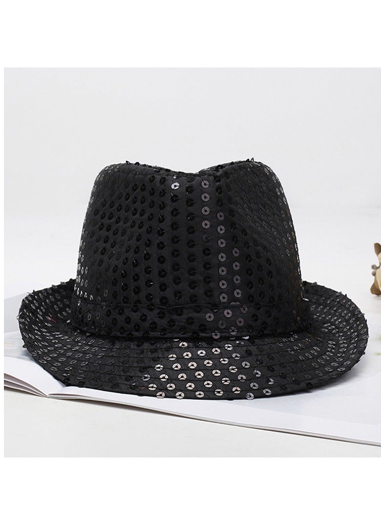 6 Pieces Western Sequin Hat Glitter Solid Color Dance Hat Retro Disco Unisex Costume Cap for Latin Jazz Mardi Gras Cosplay Prom Costume Party Accessory（Kid） - Image 5