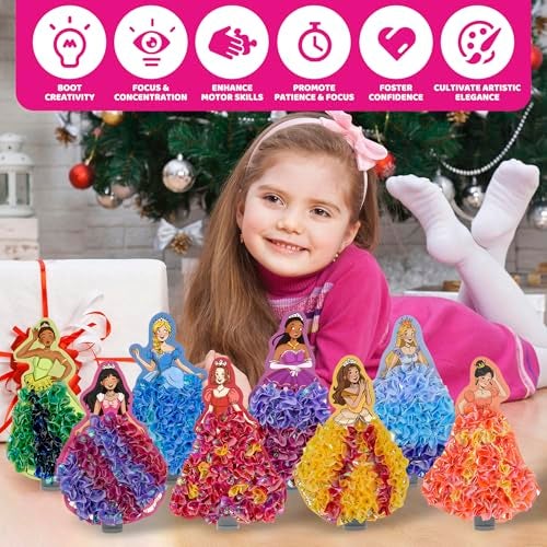 ATFUNSHOP 8 Packs Poke in Crafts Art Kits for Girl, Magical Prienceses Mess Free Kids' Paper Craft Kits, Birthday Gift for Girls 4 5 6 7 8 9 Years Old, DIY Presents, Mess Free Art Activity - Image 5