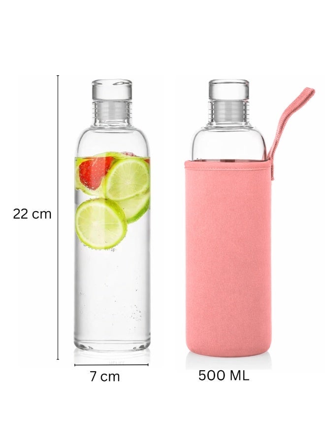 VIO Glass Water Bottle with Protective Fabric Sleeve Leakproof Clear Bottle with Carry Strap  Reusable Eco Friendly Drinking Bottle for Home Office Gym Travel - Image 3