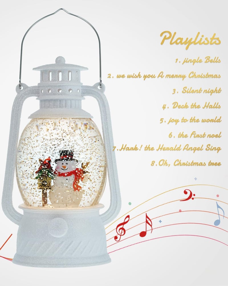 PEATOP Christmas Snow Globes Snowman Decor, Musical Glitter Globe Light Up 6H Timer Cardinal Mailbox Village Snowman Snow Globe Christmas Decorations - Image 3