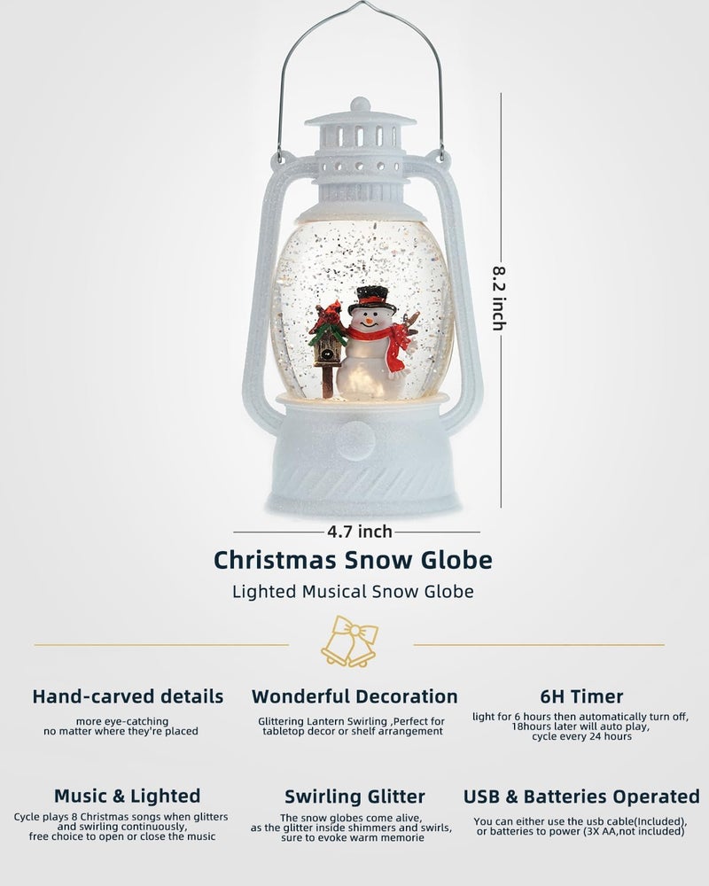 PEATOP Christmas Snow Globes Snowman Decor, Musical Glitter Globe Light Up 6H Timer Cardinal Mailbox Village Snowman Snow Globe Christmas Decorations - Image 5