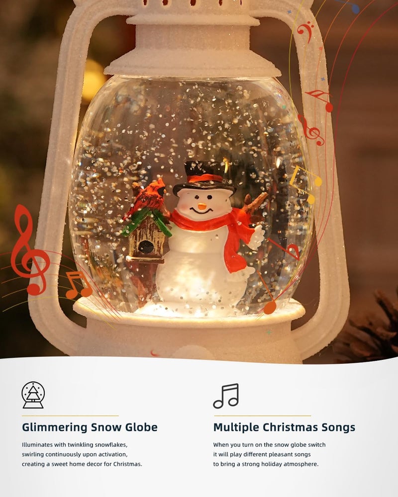 PEATOP Christmas Snow Globes Snowman Decor, Musical Glitter Globe Light Up 6H Timer Cardinal Mailbox Village Snowman Snow Globe Christmas Decorations - Image 4