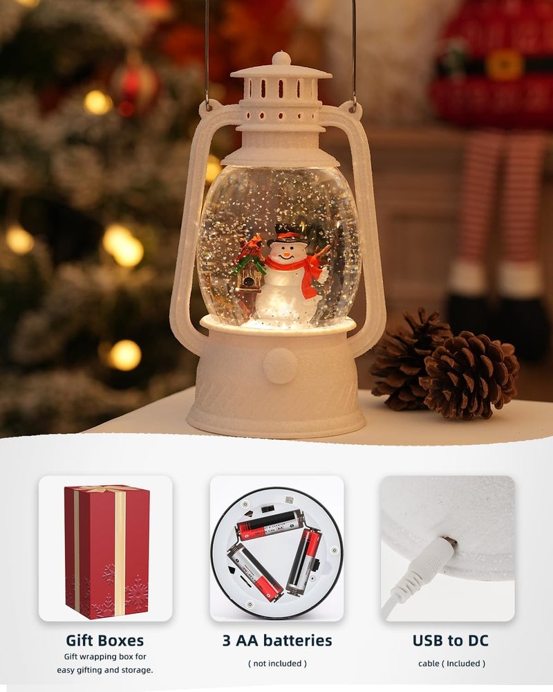PEATOP Christmas Snow Globes Snowman Decor, Musical Glitter Globe Light Up 6H Timer Cardinal Mailbox Village Snowman Snow Globe Christmas Decorations - Image 2