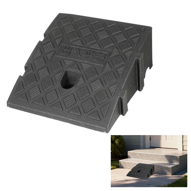 Heavy Duty Rubber Threshold Ramp Mat 25x27x11cm for Driveway Loading Dock Scooter Access - Image 2