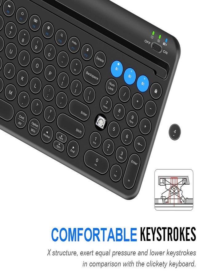 Arteck Wireless Bluetooth Keyboard for Windows, iOS, Android, Computer, Laptop, Smartphone - Multi-Functional with Built-in Cradle - Image 4