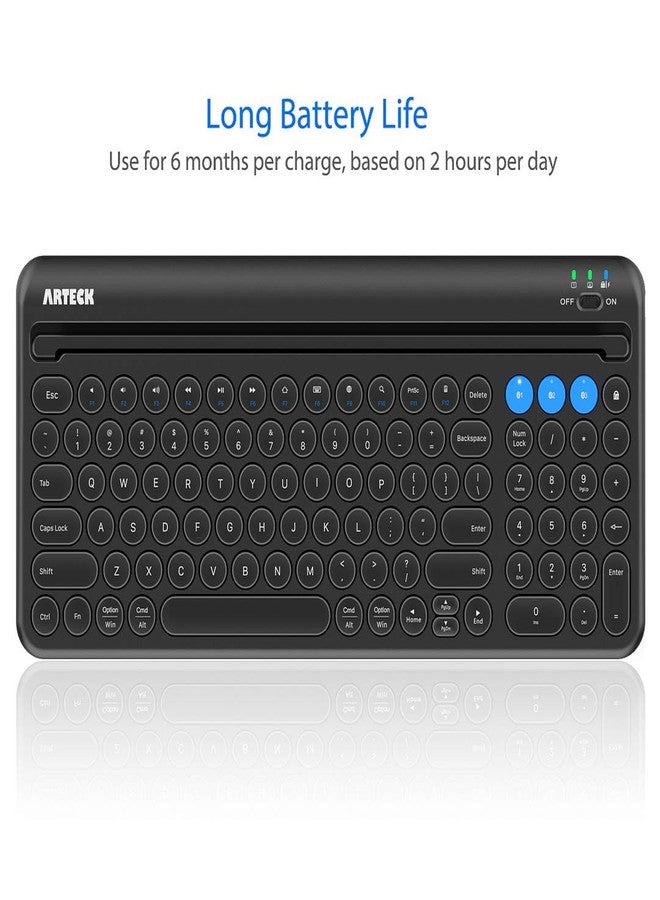 Arteck Wireless Bluetooth Keyboard for Windows, iOS, Android, Computer, Laptop, Smartphone - Multi-Functional with Built-in Cradle - Image 5