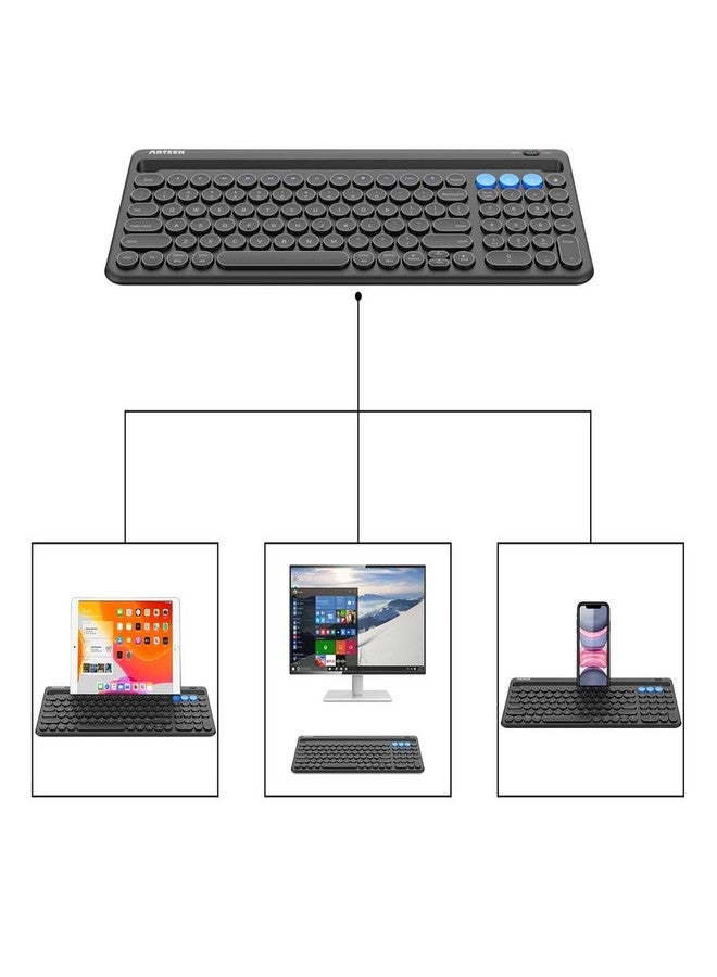 Arteck Wireless Bluetooth Keyboard for Windows, iOS, Android, Computer, Laptop, Smartphone - Multi-Functional with Built-in Cradle - Image 3