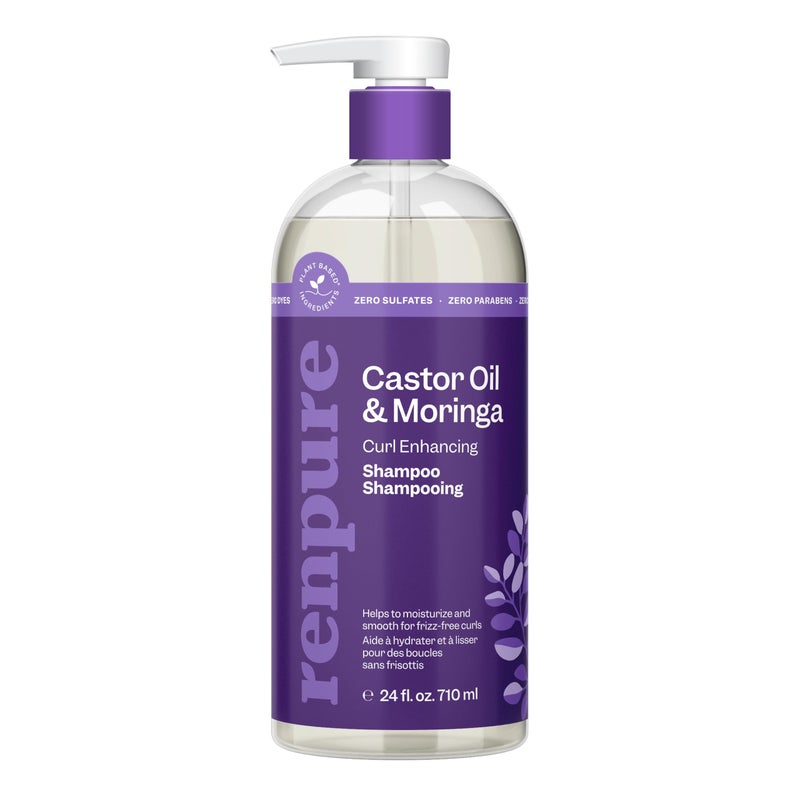 Renpure Moringa & Castor Shampoo, Plant-Based - Curl Enhancing - For Moisturized, Manageable & Smooth Curls - With Castor & Moringa Seed Oil - For Wavy To Curly Hair - 24 Fl Oz - Image 1