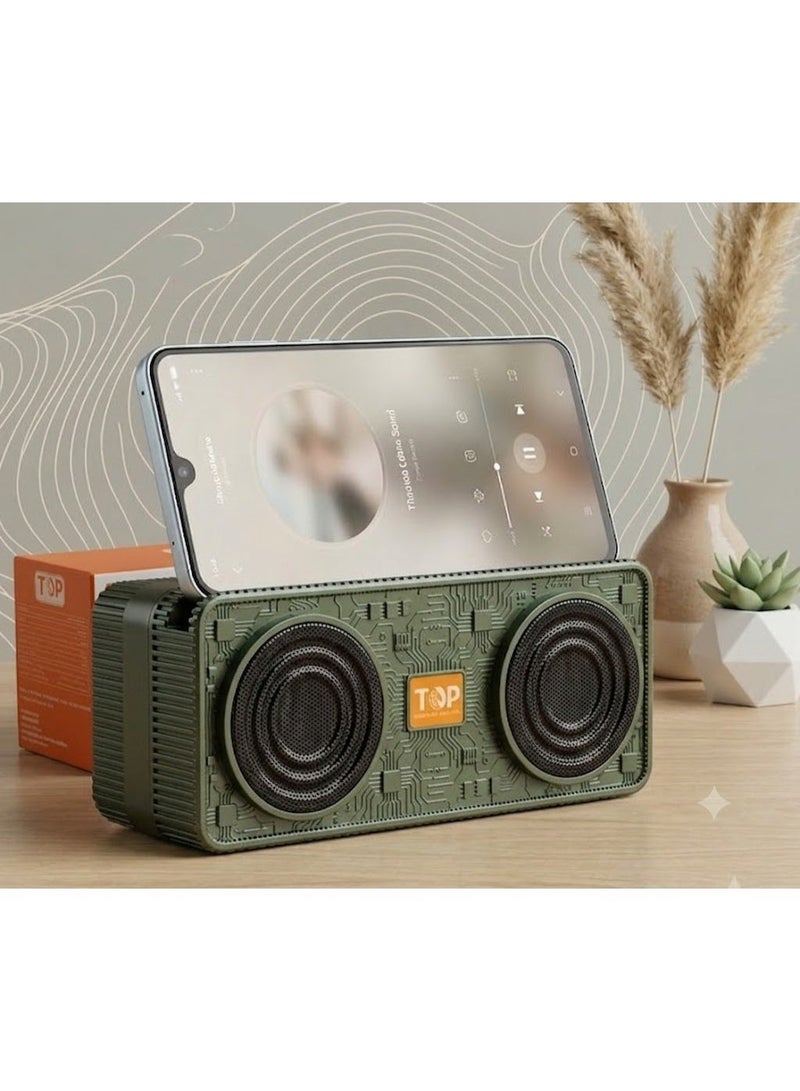 TOP T301 Portable Bluetooth Speaker with Powerful Bass, 10W, USB, AUX, and TF Card Connectivity – Wireless Hi-Fi Speaker -Green - Image 1
