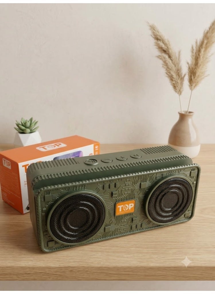 TOP T301 Portable Bluetooth Speaker with Powerful Bass, 10W, USB, AUX, and TF Card Connectivity – Wireless Hi-Fi Speaker -Green - Image 2