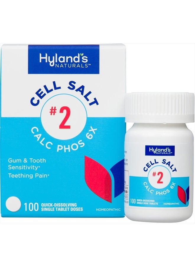 Hyland's Cell Salt No. 2 Calc Phos 6X Tablets, Natural Homeopathic Relief of Oral Discomfort and Sore Throat, Quick Dissolving Tablets, 100 Count  - Image 1
