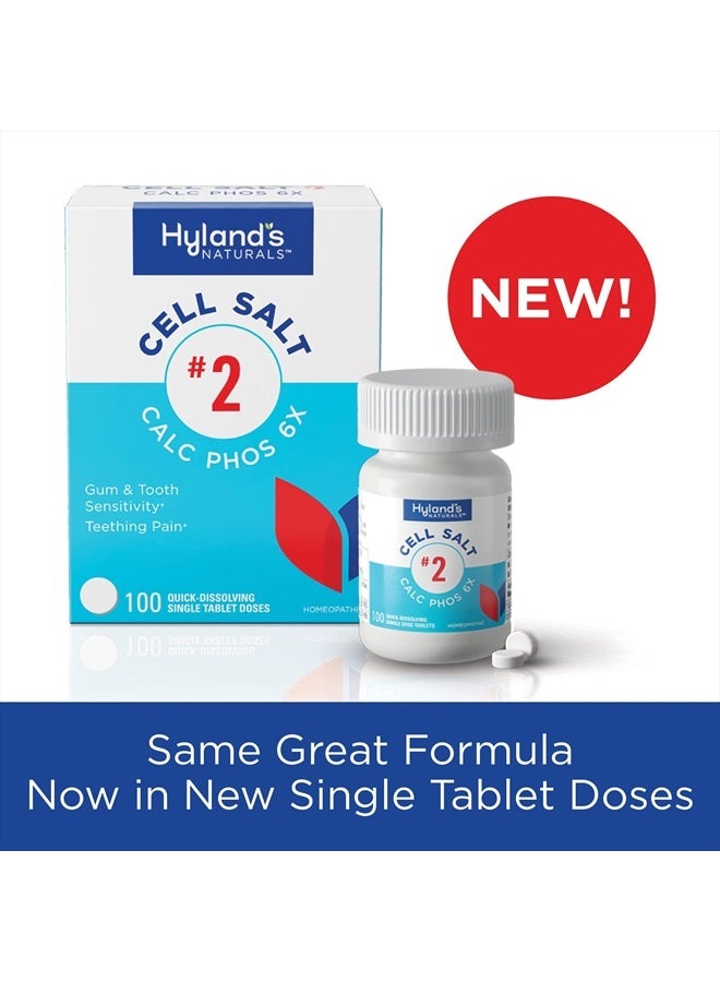 Hyland's Cell Salt No. 2 Calc Phos 6X Tablets, Natural Homeopathic Relief of Oral Discomfort and Sore Throat, Quick Dissolving Tablets, 100 Count  - Image 2