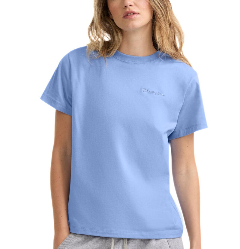 Champion Women's Classic T-Shirt, C Logo, Pewter Blue, Medium - Image 1