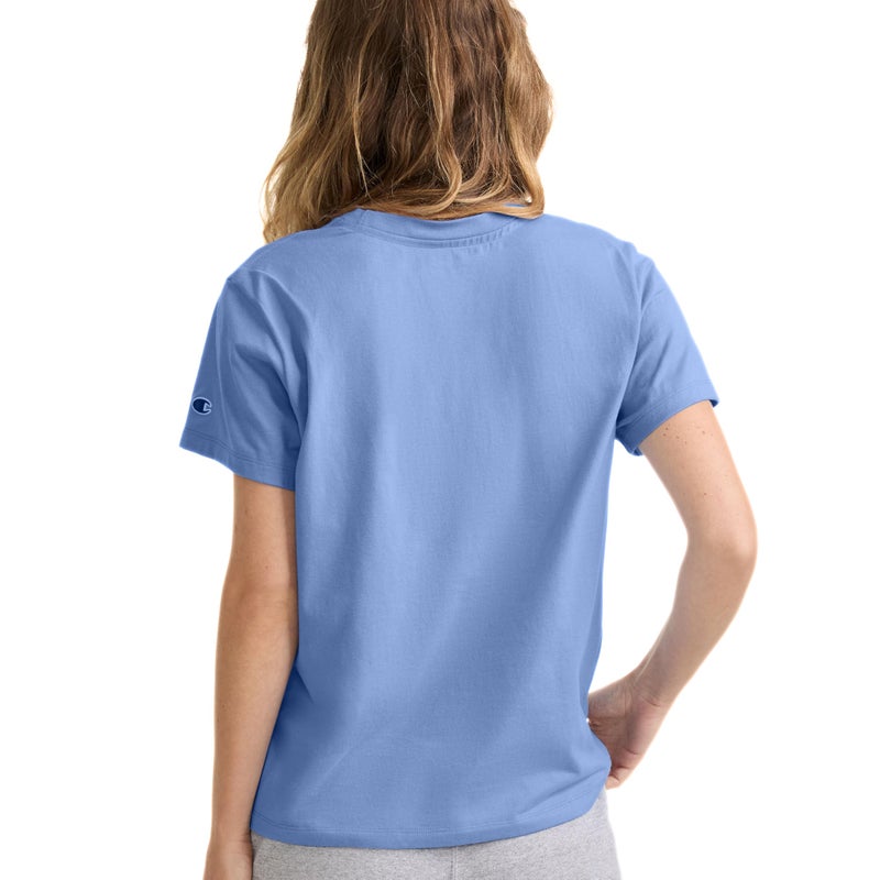 Champion Women's Classic T-Shirt, C Logo, Pewter Blue, Medium - Image 2