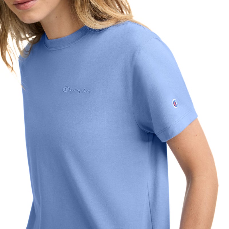 Champion Women's Classic T-Shirt, C Logo, Pewter Blue, Medium - Image 3