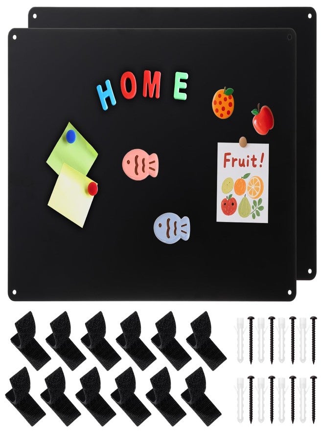 Thboxes 2 Pcs Magnetic Board, 17 x 11.8 Inches Metal Magnet Board for Wall Magnet Bulletin Boards for Cabinet Refrigerator Home Office to Display Magnetic Spice Jars Fridge Magnets Notes Photos (Black) - Image 1