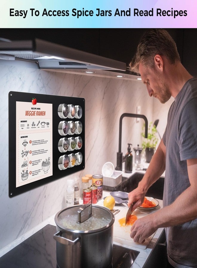 Thboxes 2 Pcs Magnetic Board, 17 x 11.8 Inches Metal Magnet Board for Wall Magnet Bulletin Boards for Cabinet Refrigerator Home Office to Display Magnetic Spice Jars Fridge Magnets Notes Photos (Black) - Image 5