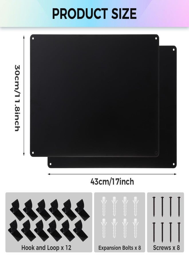 Thboxes 2 Pcs Magnetic Board, 17 x 11.8 Inches Metal Magnet Board for Wall Magnet Bulletin Boards for Cabinet Refrigerator Home Office to Display Magnetic Spice Jars Fridge Magnets Notes Photos (Black) - Image 2