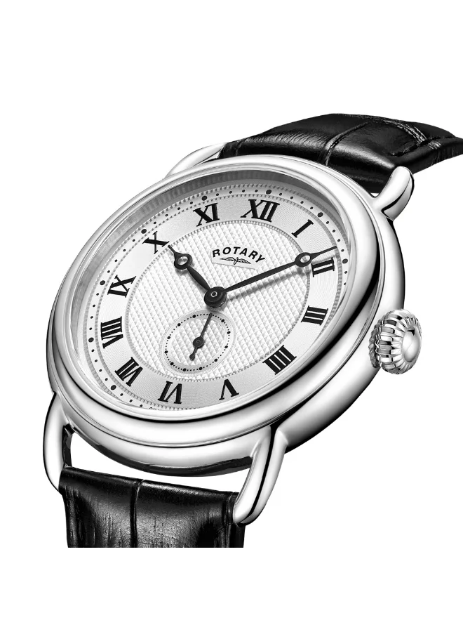ROTARY Rotary Men's Heritage Sherlock Stainlesss Steel Black Leather Strap Watch - GS02424/21