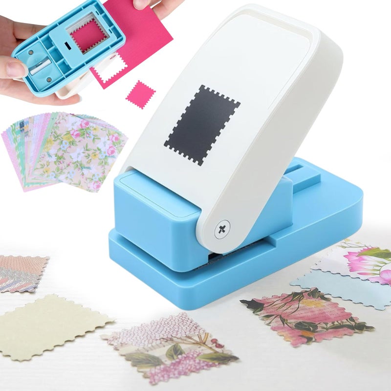 Ideal Swan Rectangular Postage Stamp Puncher with 24 Patterned Papers 1X08inch Postage Stamp Punch for Journaling Scrapbooking DIY Card Making Paper Crafts - Image 3