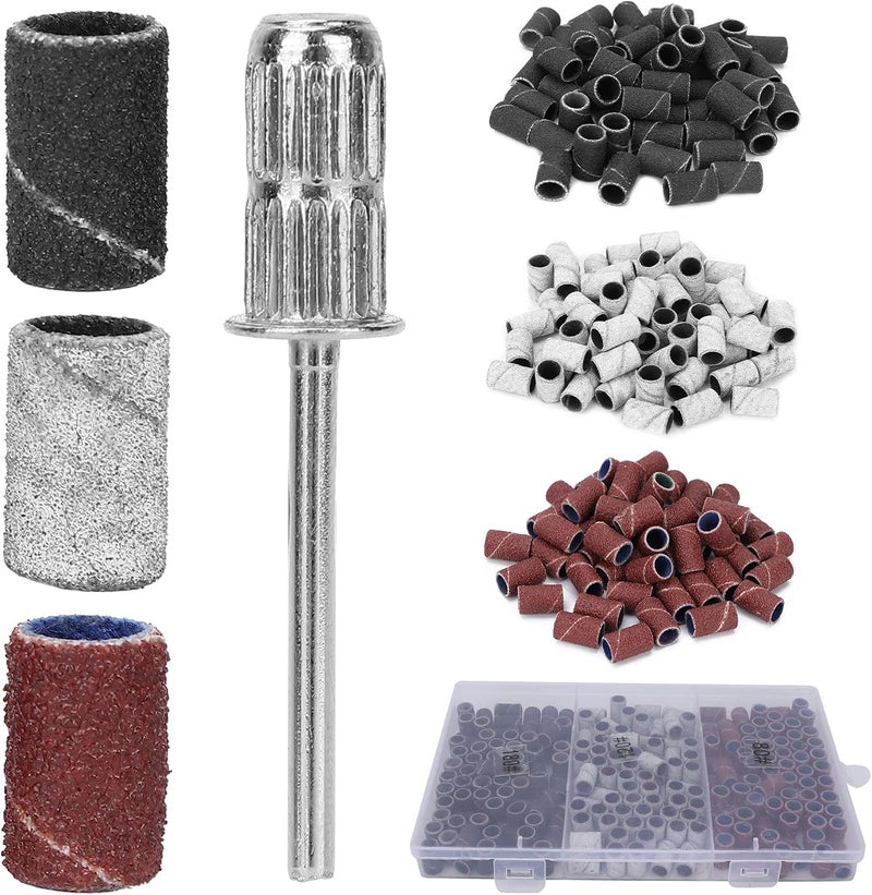 klarako Nail Drill Bits, Nail File Sanding Bands 210pcs Sanding Bands for Nail Drill #80#120#180 Grits for Acrylic Nails Gel Manicures Pedicures Tools - Image 1