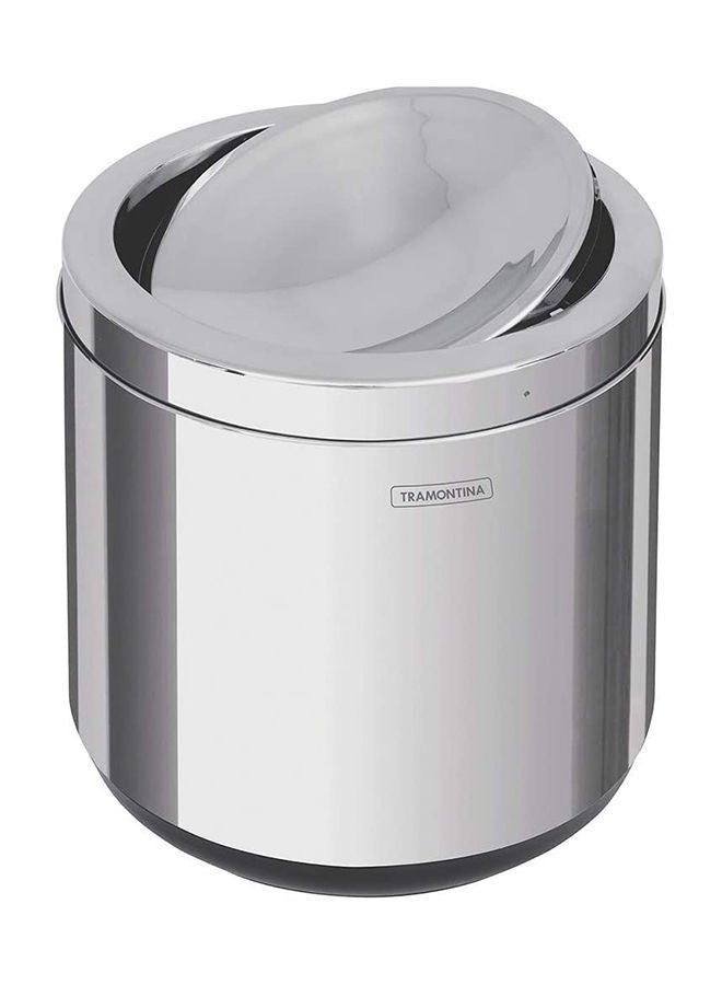 TRAMONTINA Trash Bin 7 Liters Stainless Steel Swing Trash Can With A Scotch Brite Finish And Polypropylene Base 