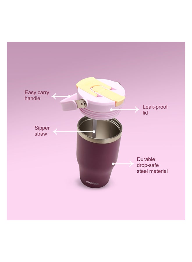 Eazy Kids - Personalized Vacuum Insulated Tumbler w / handle, 500ml Purple - Image 5