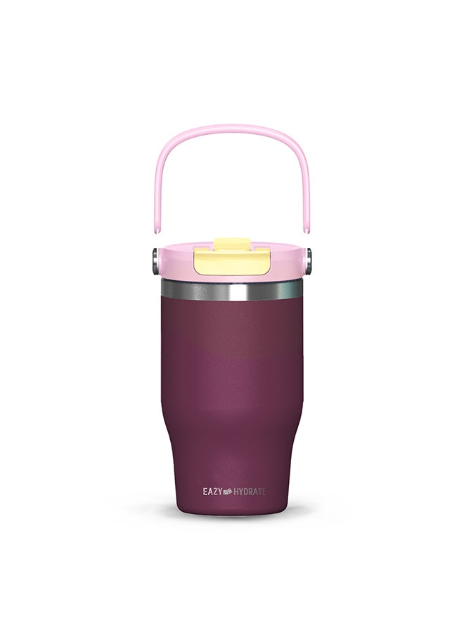Eazy Kids - Personalized Vacuum Insulated Tumbler w / handle, 500ml Purple - Image 2