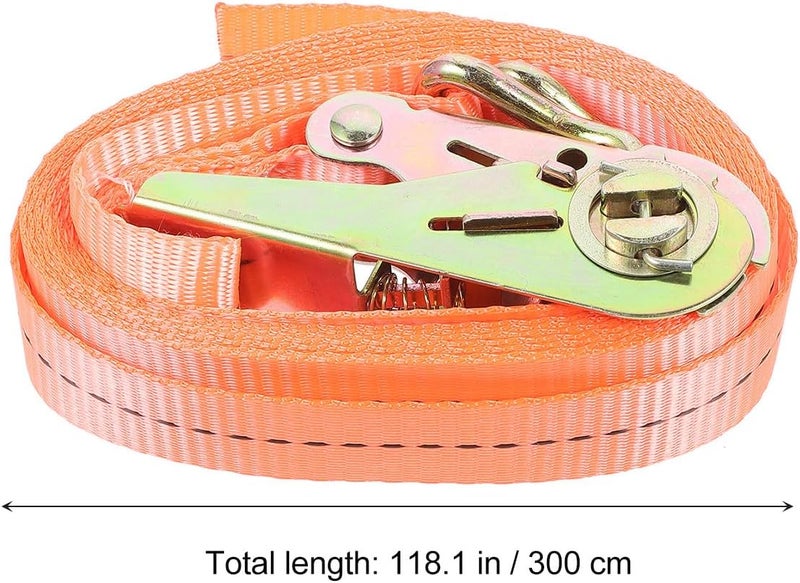 Heavy Duty Ratchet Cargo Strap 2.5cm X 3 Meter Polyester Tie-Down Belt with Double Hooks for Truck and Car Luggage Binding - Image 2