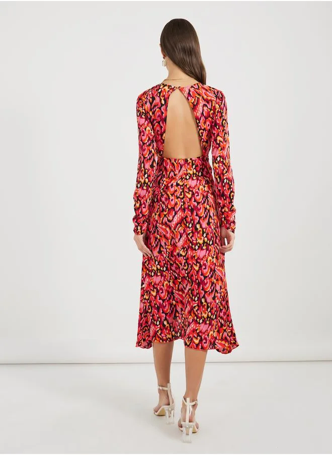 Styli Asymmetric Ruffle Hem Shirt Midi Dress