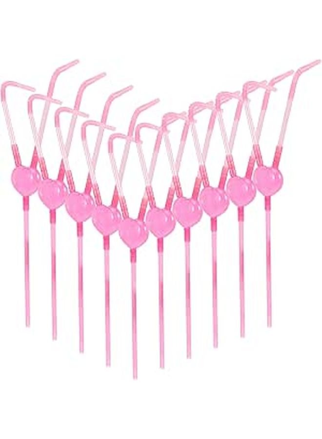 Double Mouth Straws 10Pcs Heart Design Two People Valentine Birthday Party Bar - Image 1