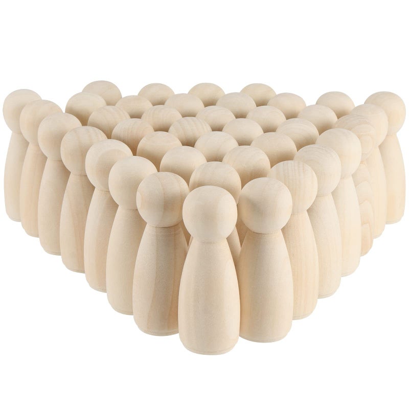 SINJEUN 40 PCS 312 Inch Wood Peg Dolls Unfinished Large Wooden Peg Woman Angel Shape Wooden People Decorative Jumbo Peg Dolls Girl Unpainted Wood Figures for Art Crafts Painting