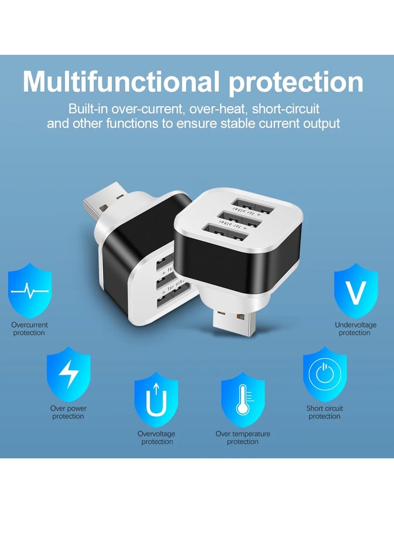 AROAQ 3 Port USB Extender, USB 2.0 Quick Charging USB Hub, Lightweight And Portable USB Splitter Adapter Convertor, Safe And Efficient Multiple Interface Car USB Expander, (Gold) - Image 4